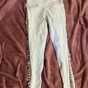 ALO Yoga White Leggings with Fringe Detail